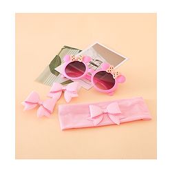 Babyhug Hair Accessories With Sunglasses Combo Set - Pink