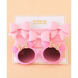 Babyhug Hair Accessories With Sunglasses Combo Set - Pink