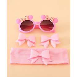 Babyhug Hair Accessories With Sunglasses Combo Set - Pink