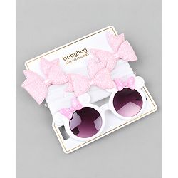 Babyhug Hair Accessories With Sunglasses Combo Set - Pink
