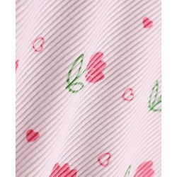Babyhug 100% Cotton Knit Sleeveless Floral Printed Onesies With Hairband - Pink