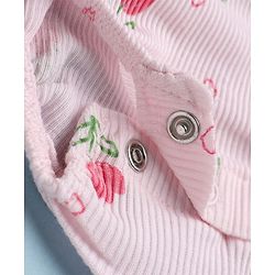 Babyhug 100% Cotton Knit Sleeveless Floral Printed Onesies With Hairband - Pink