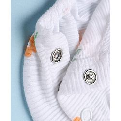 Babyhug 100% Cotton Knit Sleeveless Floral Printed Onesies With Hairband & Bow Applique- Orange