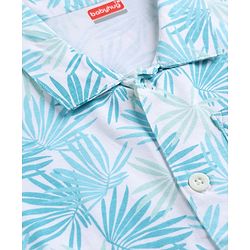 Babyhug 100% Cotton Single Jersey Knit Half Sleeves Shirt & Shorts Co-ords With Tropical Print - Light Blue