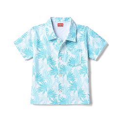 Babyhug 100% Cotton Single Jersey Knit Half Sleeves Shirt & Shorts Co-ords With Tropical Print - Light Blue