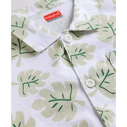 Babyhug 100% Cotton Single Jersey Knit Half Sleeves Leafy Printed Co-Ords Shirt & Shorts Set - White