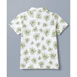 Babyhug 100% Cotton Single Jersey Knit Half Sleeves Leafy Printed Co-Ords Shirt & Shorts Set - White