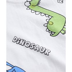 Babyhug Single Jersey Knit Half Sleeves T-Shirt & Shorts Set With Dino Print - White