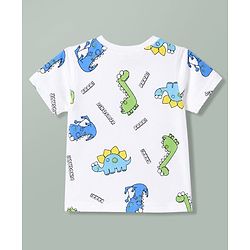 Babyhug Single Jersey Knit Half Sleeves T-Shirt & Shorts Set With Dino Print - White