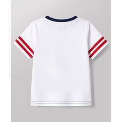 Babyhug Single Jersey Knit Half Sleeves Cut & Sew Colour Block Number Printed Henley T-Shirt & Shorts Set - Navy & Red