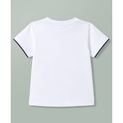 Babyhug Single Jersey Knit Half Sleeves Striped T-Shirt & Shorts Set With Bow Applique - White