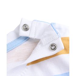 Babyhug 100% Cotton Single Jersey Knit Half Sleeves Striped & Bear Printed T-Shirt & Shorts Set - White