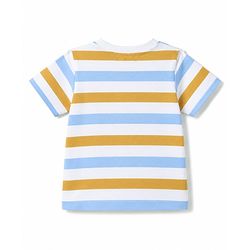Babyhug 100% Cotton Single Jersey Knit Half Sleeves Striped & Bear Printed T-Shirt & Shorts Set - White
