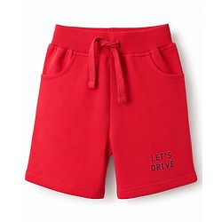Babyhug 100% Cotton Knit half Sleeves Car & Giraffe Printed T-Shirt & Shorts Set - Red