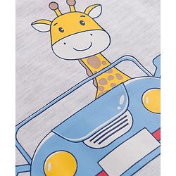 Babyhug 100% Cotton Knit half Sleeves Car & Giraffe Printed T-Shirt & Shorts Set - Red