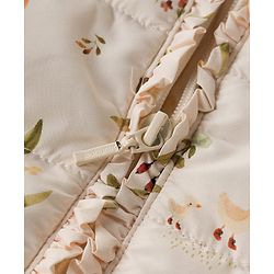 Babyhug Woven Full Sleeves Floral & Squirrel Printed Hooded Padded Jacket - White