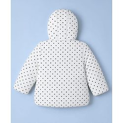 Babyhug Woven Full Sleeves Polka Dots Printed Hooded Padded Jacket - White