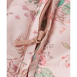 Babyhug Woven Full Sleeves Floral Printed Hooded Padded Jacket - Pink