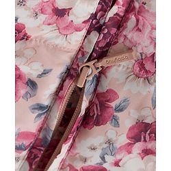 Babyhug Woven Full Sleeves Floral Printed Hooded Padded Jacket - Pink