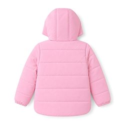 Babyhug Woven Full Sleeves  Hooded Jacket With Bow Applique - Pink
