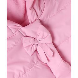 Babyhug Woven Full Sleeves  Hooded Jacket With Bow Applique - Pink