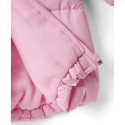 Babyhug Woven Full Sleeves  Hooded Jacket With Bow Applique - Pink