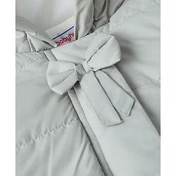 Babyhug Woven Hooded Padded Jacket with Full Sleeves and Bow Detail - Sea Green