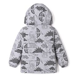 Babyhug Woven Reversible Jackets with Full Sleeves and Dinosaur Print in Grey for 6-9 Months