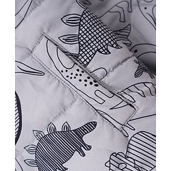 Babyhug Woven Reversible Jackets with Full Sleeves and Dinosaur Print in Grey for 6-9 Months