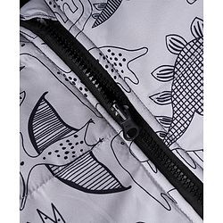Babyhug Woven Reversible Jackets with Full Sleeves and Dinosaur Print in Grey for 6-9 Months