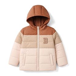 Babyhug Woven Padded Winter Hooded Jacket with Full Sleeves and B Applique in Brown