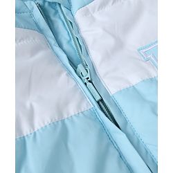 Babyhug Woven Sleeveless Hooded Padded Jacket with Letter B Patch - Light Blue
