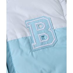 Babyhug Woven Sleeveless Hooded Padded Jacket with Letter B Patch - Light Blue