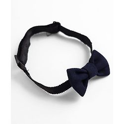 Babyhug Woven Full Sleeves Solid Three Piece Party Suit With Bow - Navy Blue