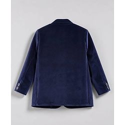 Babyhug Woven Full Sleeves Solid Three Piece Party Suit With Bow - Navy Blue