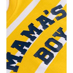 Babyhug 100% Cotton Knit Full Sleeves Striped T- Shirt With Text Print - Yellow