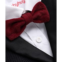 Babyhug Woven Full Sleeves Woven Party suit With Bow - Black