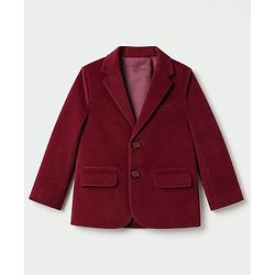 Babyhug Woven Full Sleeves Party Suit With Bow - Maroon