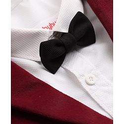 Babyhug Woven Full Sleeves Party Suit With Bow - Maroon