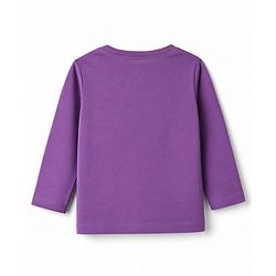 Babyhug 100% Cotton Knit Full Sleeves T-Shirt With Daddy Is My Hero Text Print - Purple