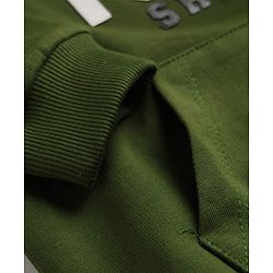 Babyhug 100% Cotton Terry Knit Full Sleeves Hooded Heavy Gauge Sweatshirt With Tokyo Text Print - Olive Green