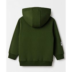 Babyhug 100% Cotton Terry Knit Full Sleeves Hooded Heavy Gauge Sweatshirt With Tokyo Text Print - Olive Green