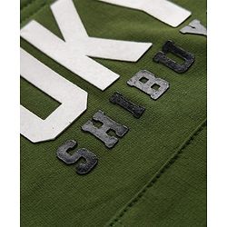 Babyhug 100% Cotton Terry Knit Full Sleeves Hooded Heavy Gauge Sweatshirt With Tokyo Text Print - Olive Green