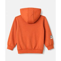Babyhug Heavy Gauge Terry Knit Sweatshirt With Full Sleeves and Boston 48 Text Print - Rust Orange