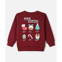 Babyhug 100% Cotton Terry Knit Sweatshirt with Full Sleeves and Holiday Essentials Print in Maroon