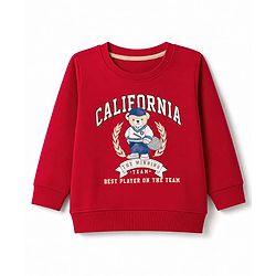 Babyhug 100% Cotton Terry Knit Sweatshirt with Full Sleeves and Bear Print - Maroon
