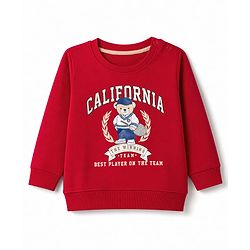 Babyhug 100% Cotton Terry Knit Sweatshirt with Full Sleeves and Bear Print - Maroon