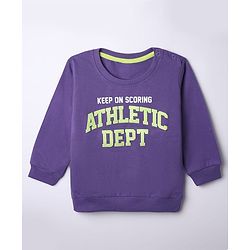 Babyhug 100% Cotton Terry Knit Full Sleeves Sweatshirt with Keep On Scoring Text Print - Purple