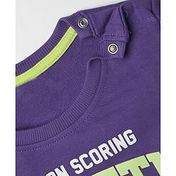 Babyhug 100% Cotton Terry Knit Full Sleeves Sweatshirt with Keep On Scoring Text Print - Purple