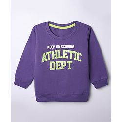 Babyhug 100% Cotton Terry Knit Full Sleeves Sweatshirt with Keep On Scoring Text Print - Purple